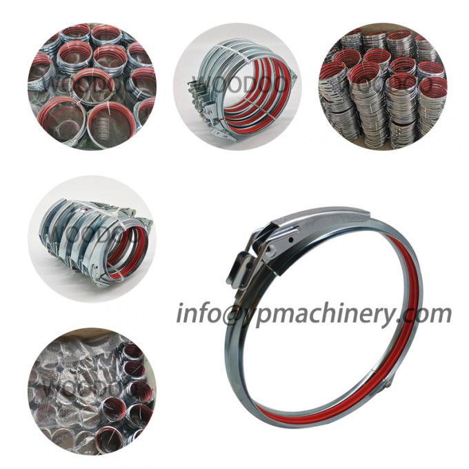 200mm Quick Release Duct Galvanized Tube Clamps With Red Rubber Lining