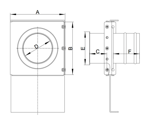 Self - Cleaning Dust Extractor Blast Gate 150mm Made Of Galvanized Steel