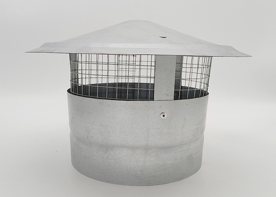 Galvanized Round Roof Vent Pipe Cap With Wire Mesh 200mm Top Width