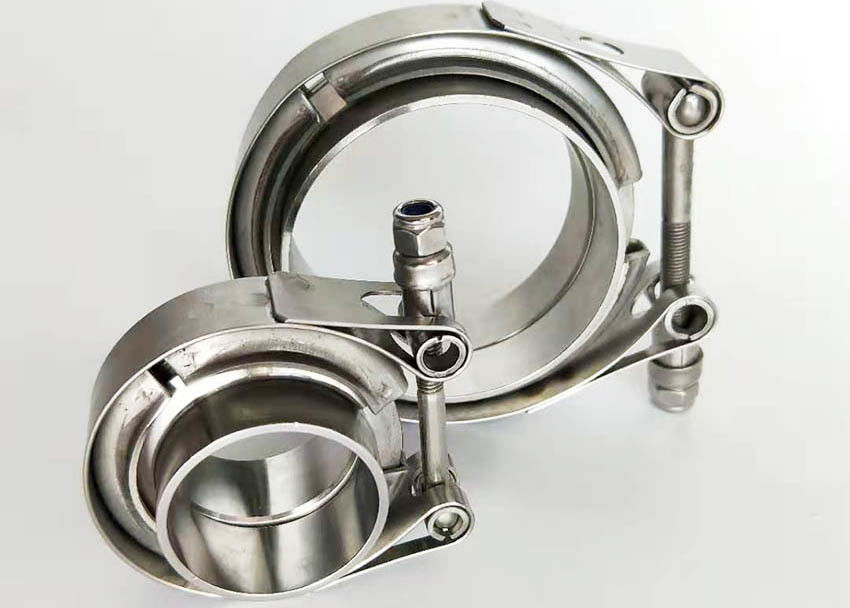 Stainless Heavy Duty Pipe Clamps Exhaust Type V Band Clamp Flat Flange