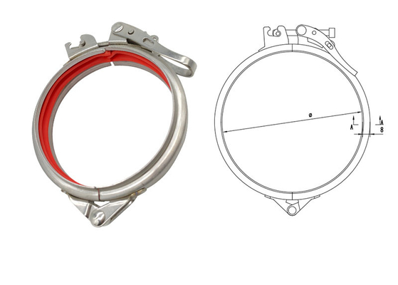 Adjustable Flange Air Duct Quick Release Pipe Clamps 80 - 600mm