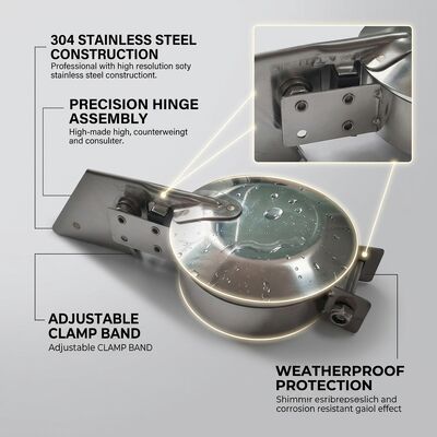 3 Inch 304 Stainless Steel Exhaust Rain Cap with Gravity Counterweight Flap for Truck Exhaust Stack