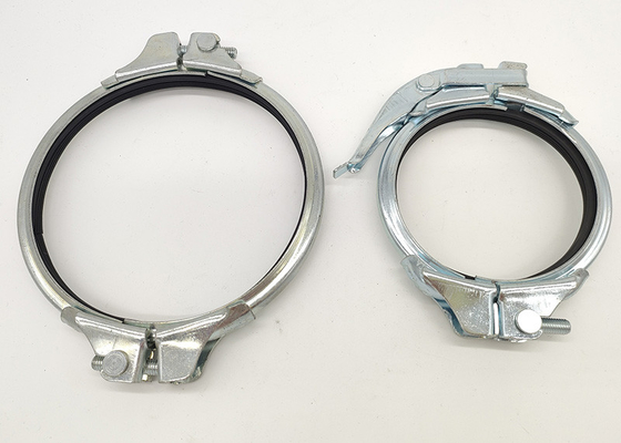 150mm Double Bolts Gal Pipe Clamps With Rubber Seal Rings 2.0mm Thickness